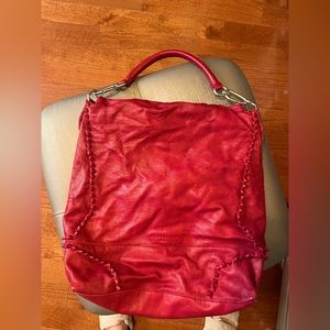 COPY - Liebeskind Berlin red leather hobo bag with leather spike detail 15 by 1…
